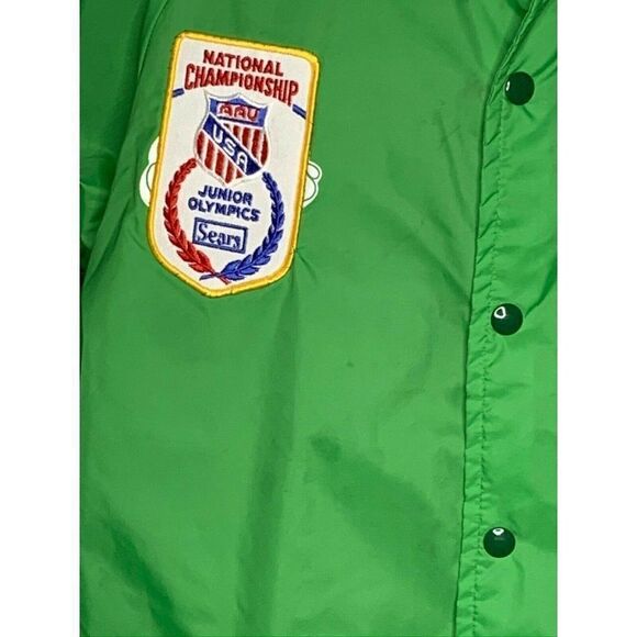 Vtg AAU Junior Olympics Windbreaker Jacket L Green - Picture 3 of 10